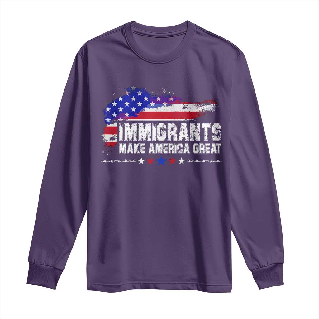Immigrants Make America Great Long Sleeve Shirt American Flag Pro Immigration - African Pride