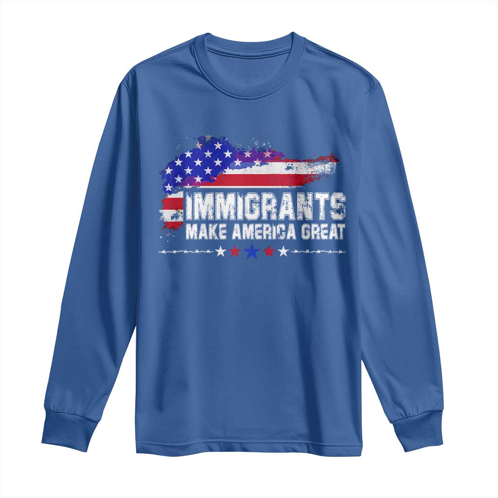 Immigrants Make America Great Long Sleeve Shirt American Flag Pro Immigration - African Pride