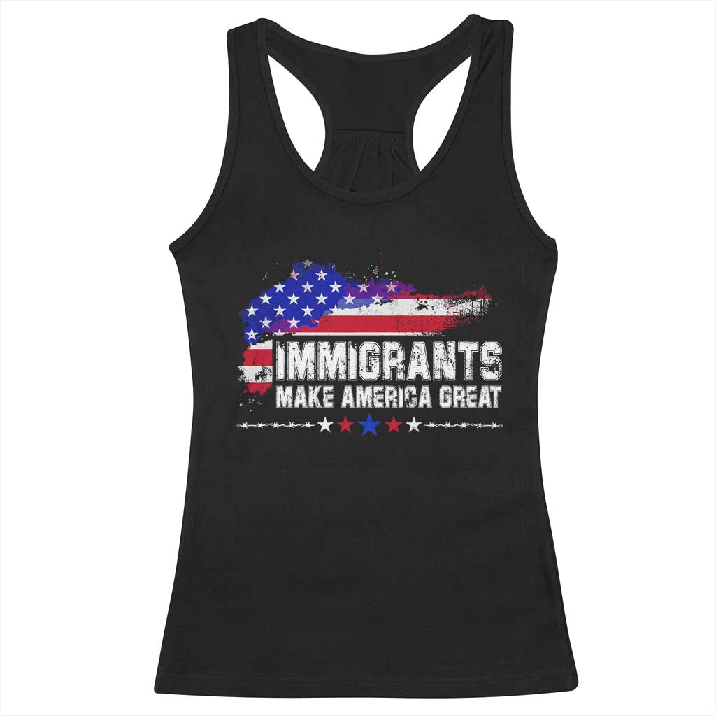 Immigrants Make America Great Racerback Tank Top American Flag Pro Immigration - African Pride