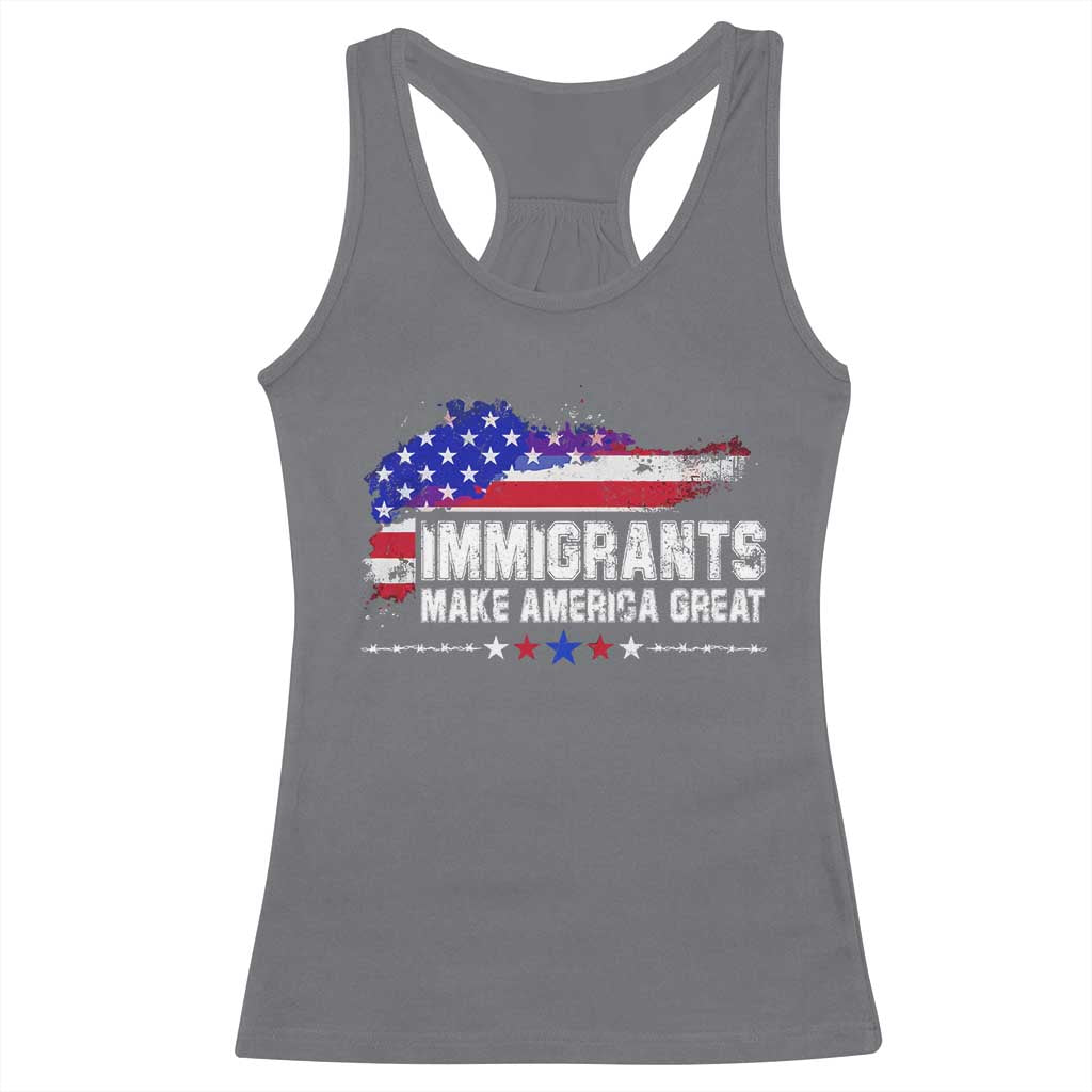 Immigrants Make America Great Racerback Tank Top American Flag Pro Immigration - African Pride