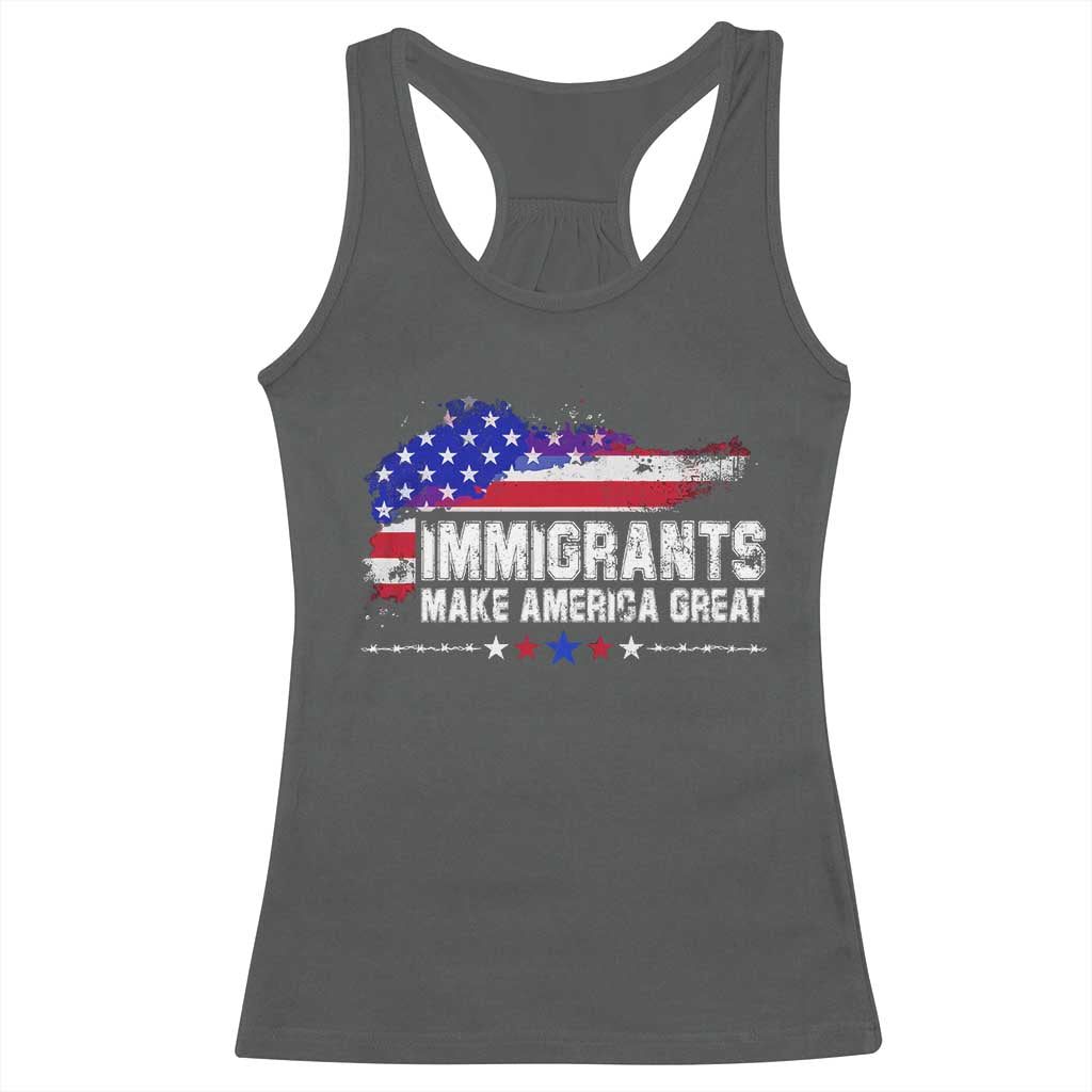 Immigrants Make America Great Racerback Tank Top American Flag Pro Immigration - African Pride