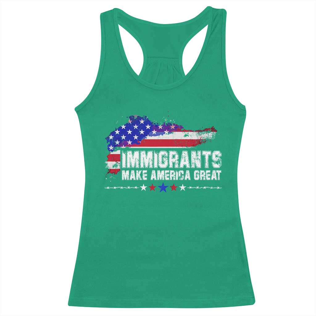 Immigrants Make America Great Racerback Tank Top American Flag Pro Immigration - African Pride