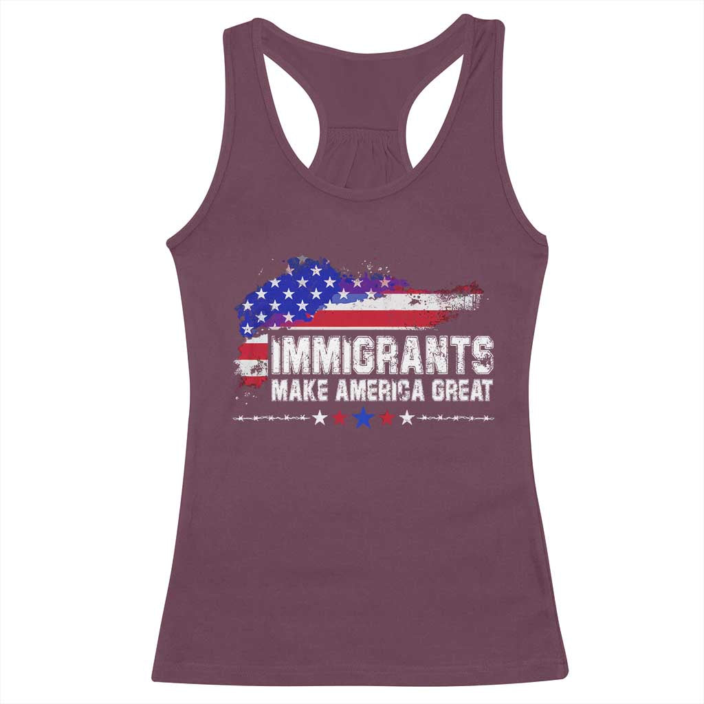 Immigrants Make America Great Racerback Tank Top American Flag Pro Immigration - African Pride