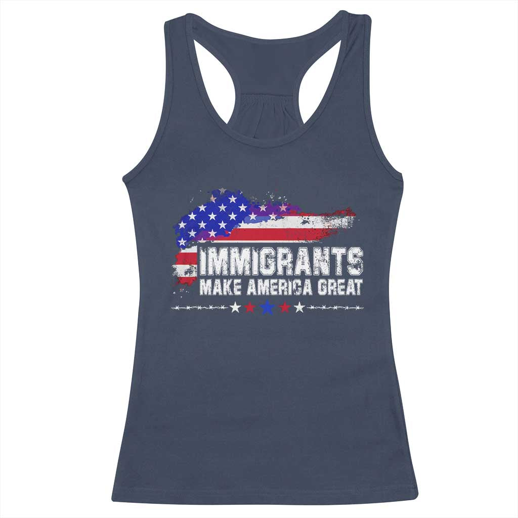 Immigrants Make America Great Racerback Tank Top American Flag Pro Immigration - African Pride