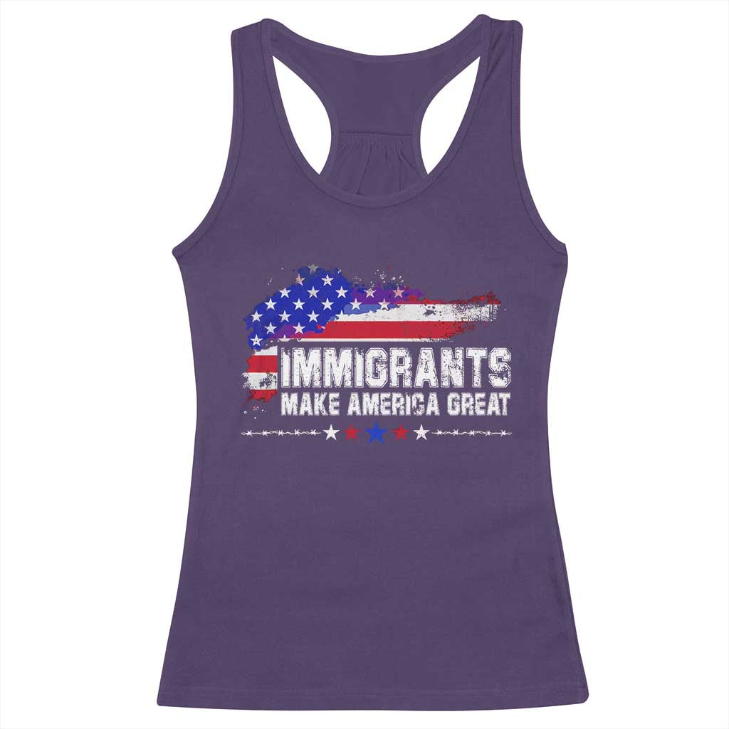 Immigrants Make America Great Racerback Tank Top American Flag Pro Immigration - African Pride