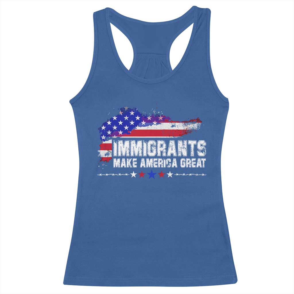 Immigrants Make America Great Racerback Tank Top American Flag Pro Immigration - African Pride