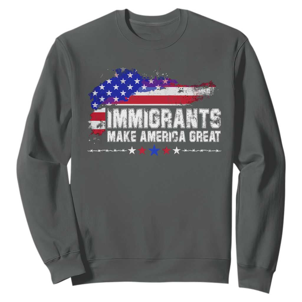 Immigrants Make America Great Sweatshirt American Flag Pro Immigration - African Pride