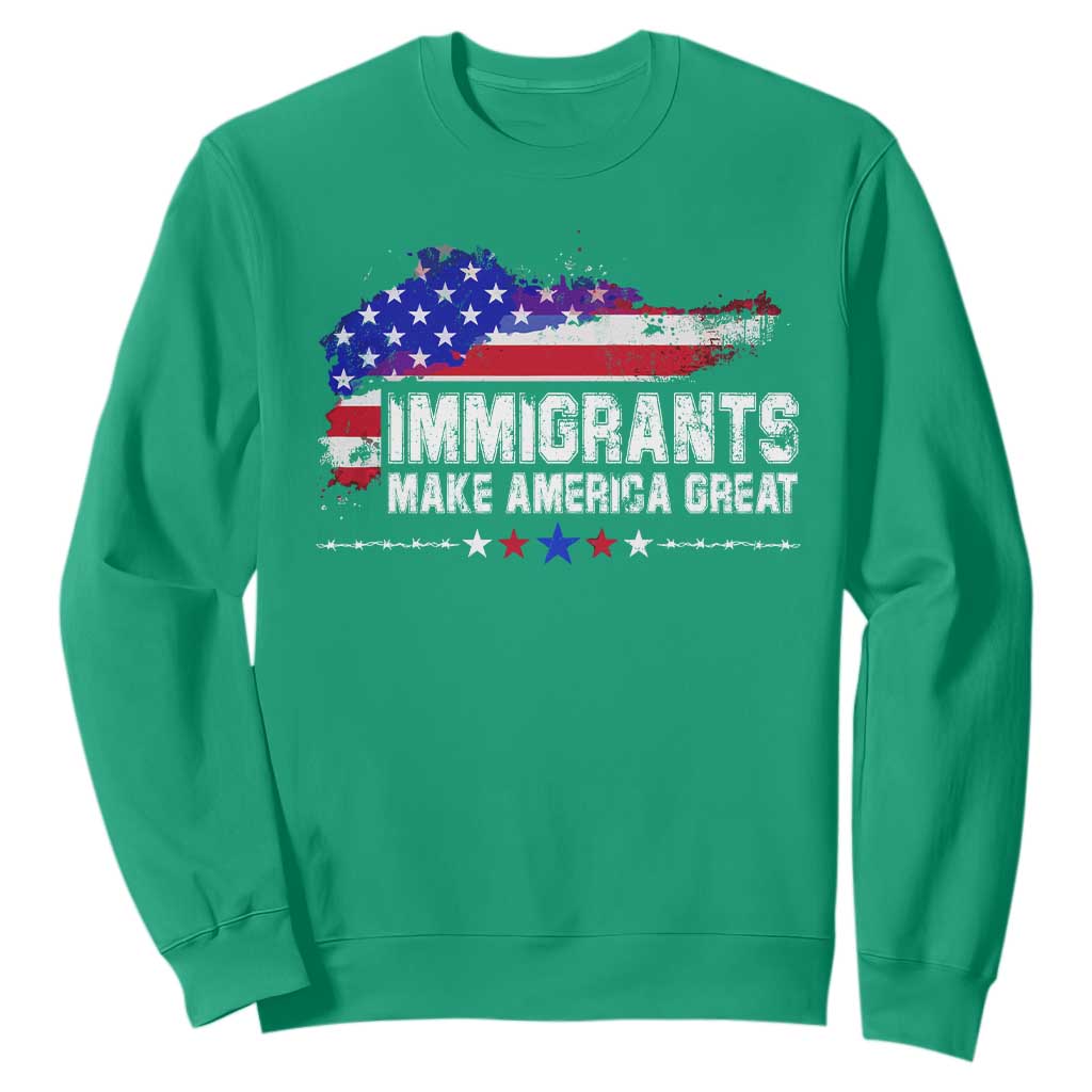 Immigrants Make America Great Sweatshirt American Flag Pro Immigration - African Pride