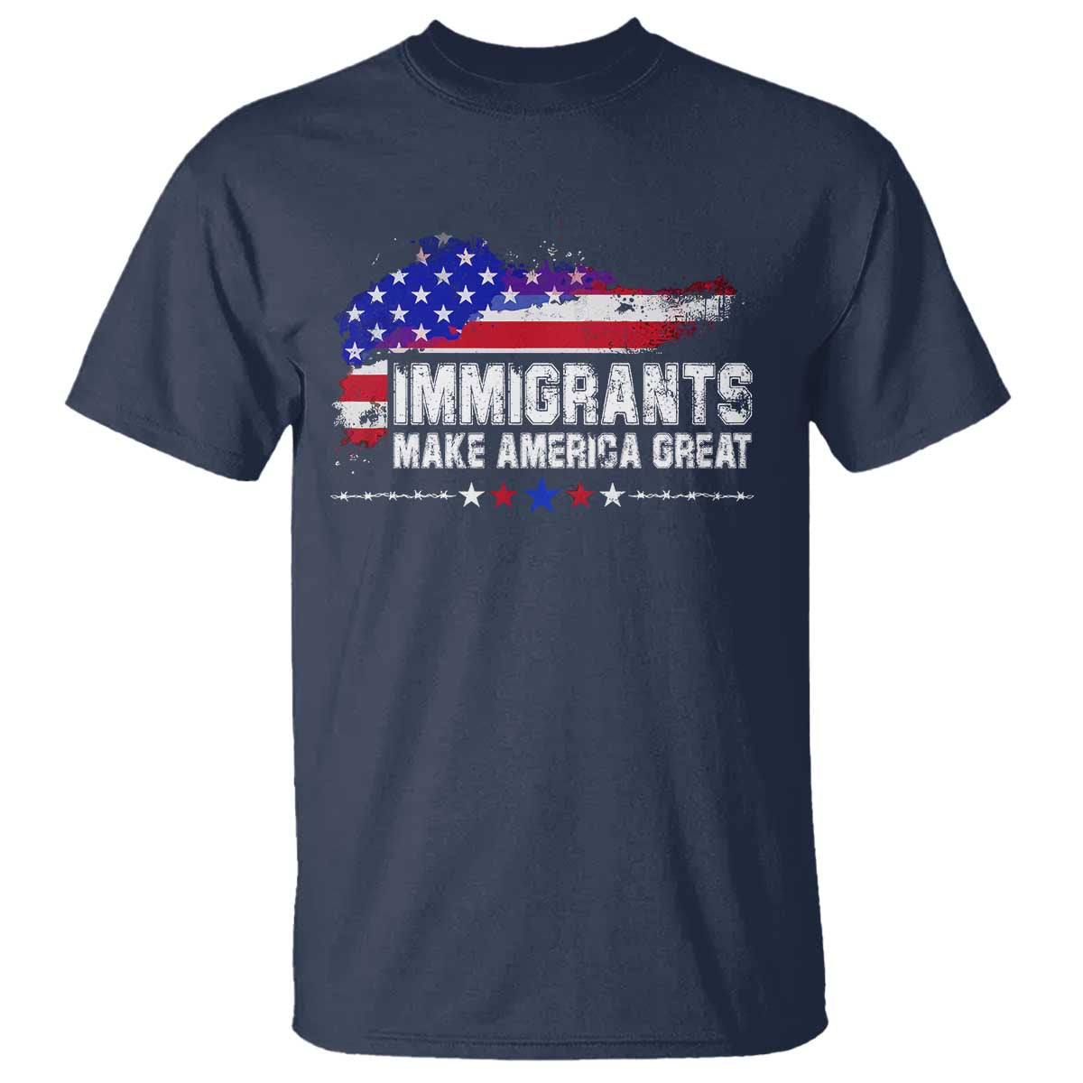 Immigrants Make America Great T Shirt American Flag Pro Immigration - African Pride