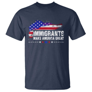 Immigrants Make America Great T Shirt American Flag Pro Immigration - African Pride