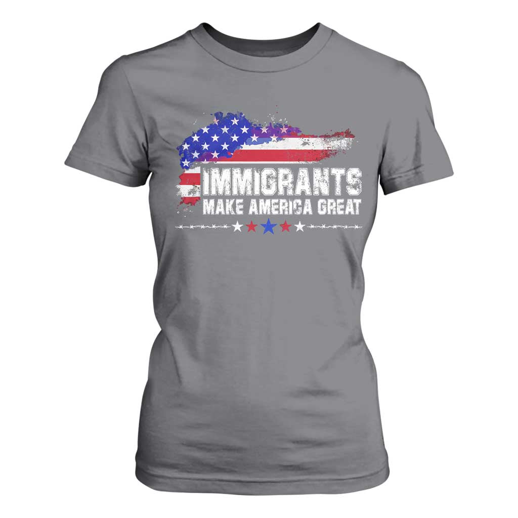Immigrants Make America Great T Shirt For Women American Flag Pro Immigration - African Pride