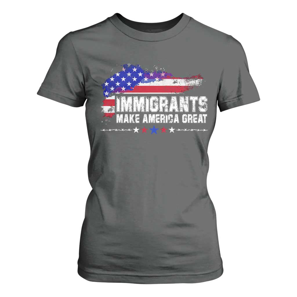 Immigrants Make America Great T Shirt For Women American Flag Pro Immigration - African Pride