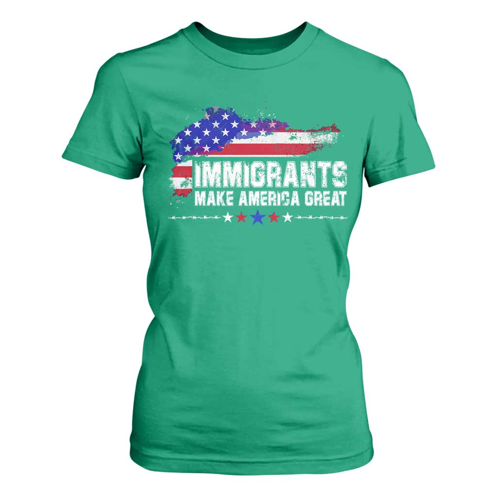 Immigrants Make America Great T Shirt For Women American Flag Pro Immigration - African Pride