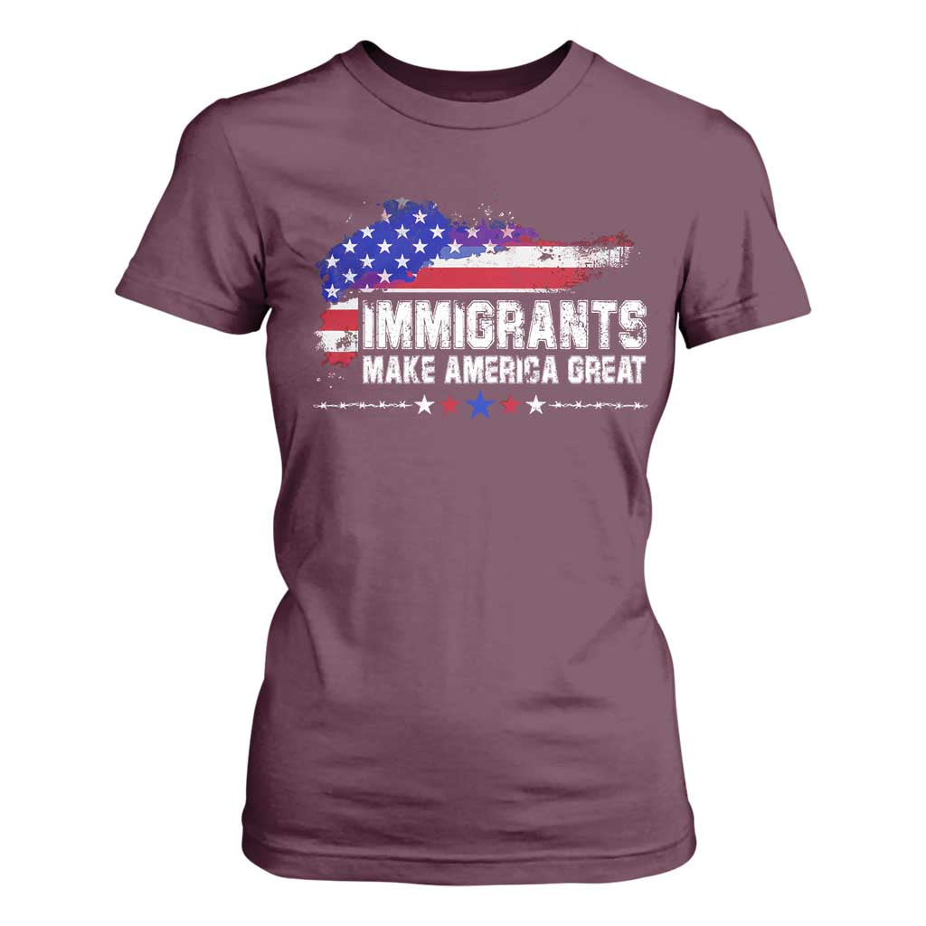 Immigrants Make America Great T Shirt For Women American Flag Pro Immigration - African Pride