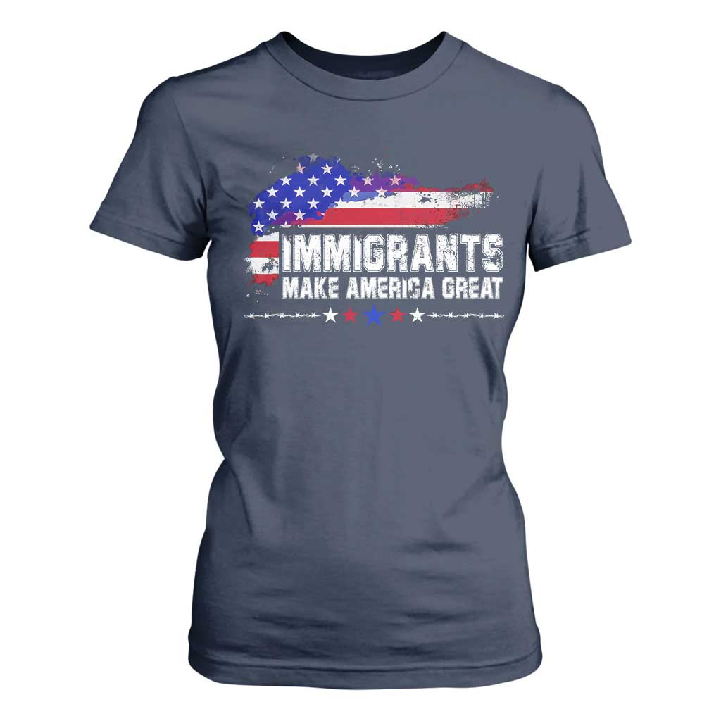 Immigrants Make America Great T Shirt For Women American Flag Pro Immigration - African Pride