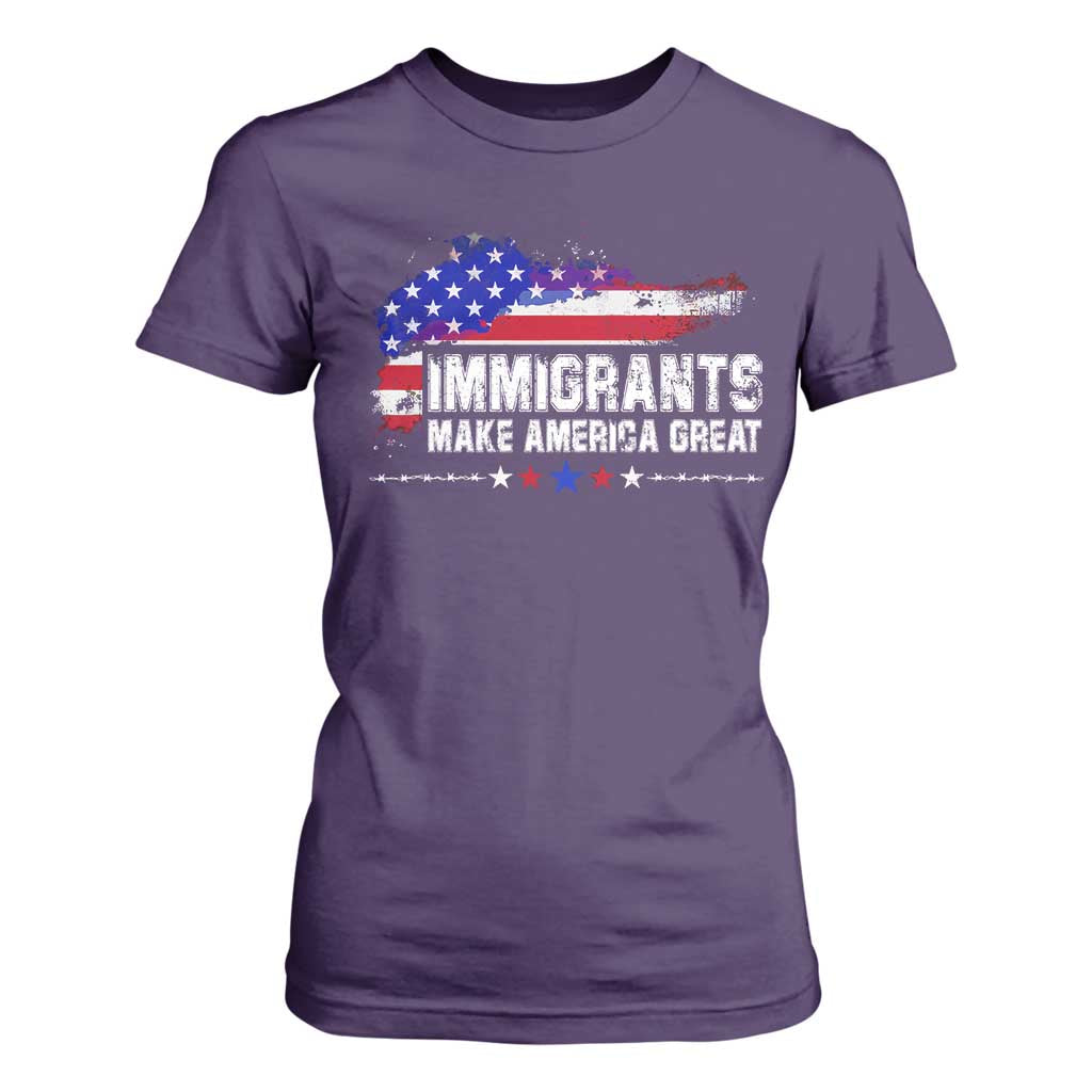 Immigrants Make America Great T Shirt For Women American Flag Pro Immigration - African Pride