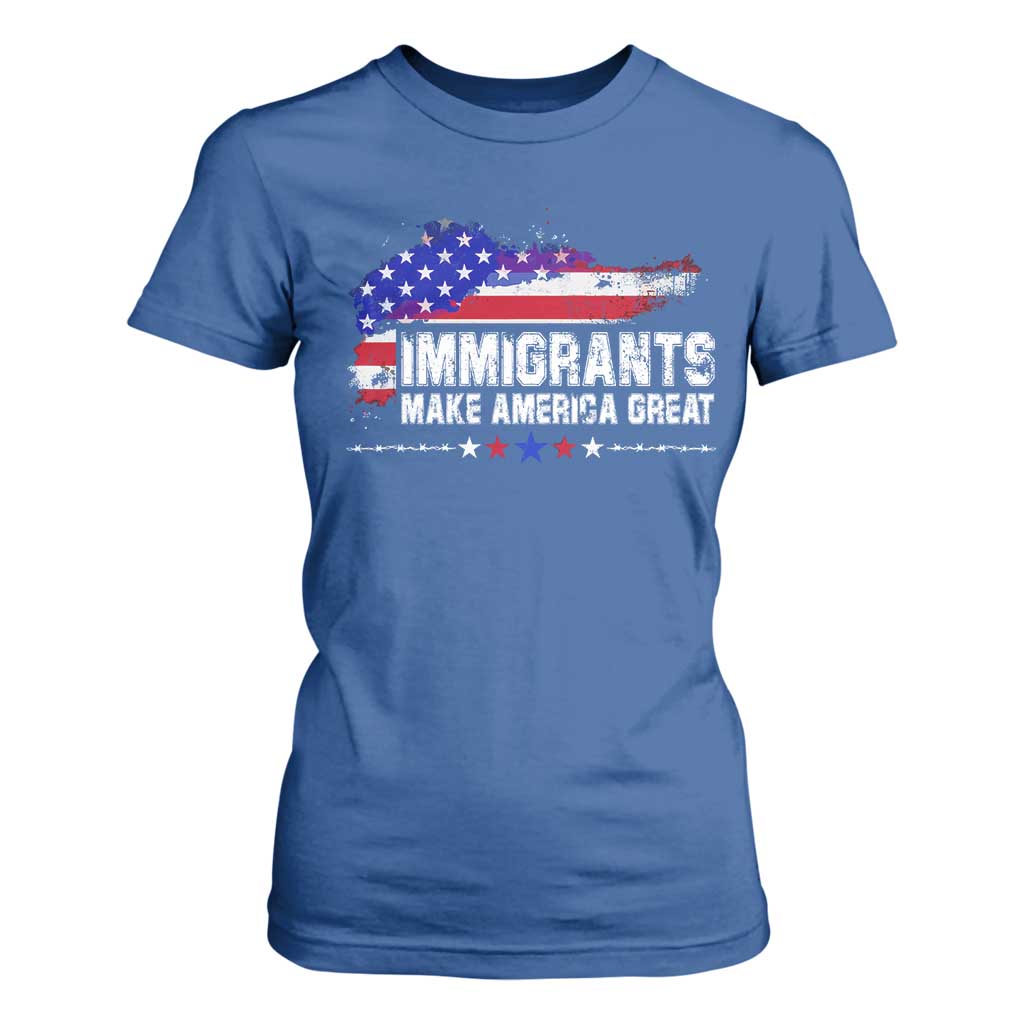 Immigrants Make America Great T Shirt For Women American Flag Pro Immigration - African Pride