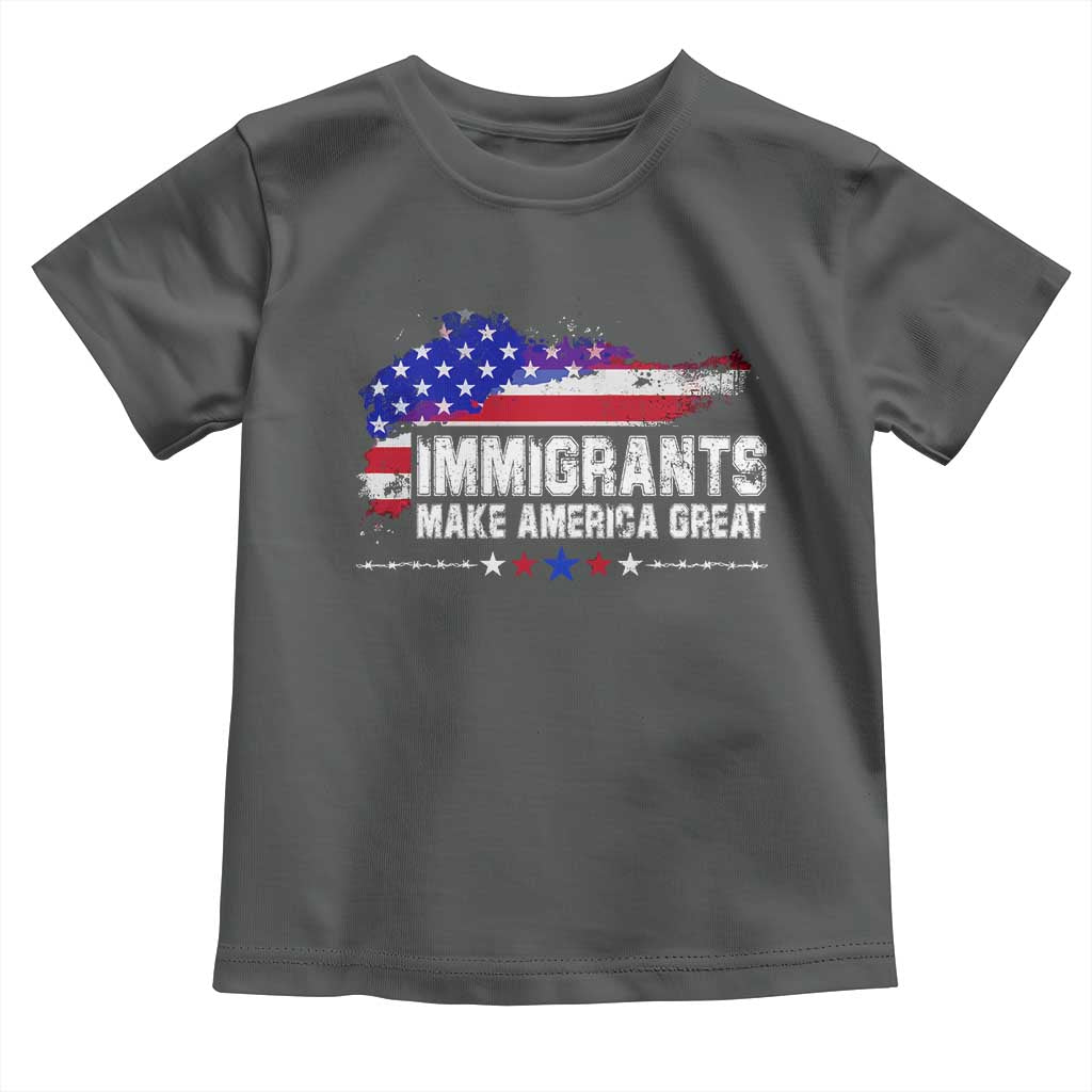 Immigrants Make America Great Toddler T Shirt American Flag Pro Immigration - African Pride