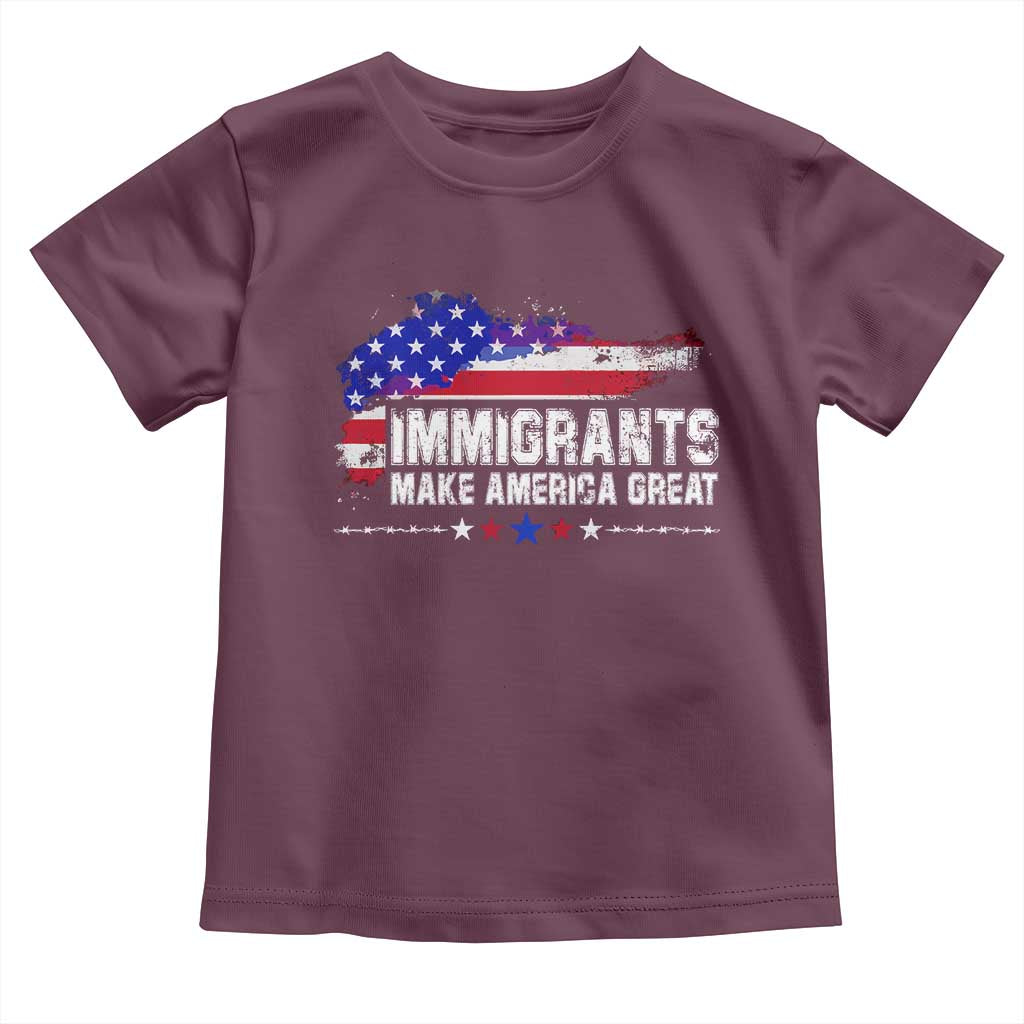 Immigrants Make America Great Toddler T Shirt American Flag Pro Immigration - African Pride