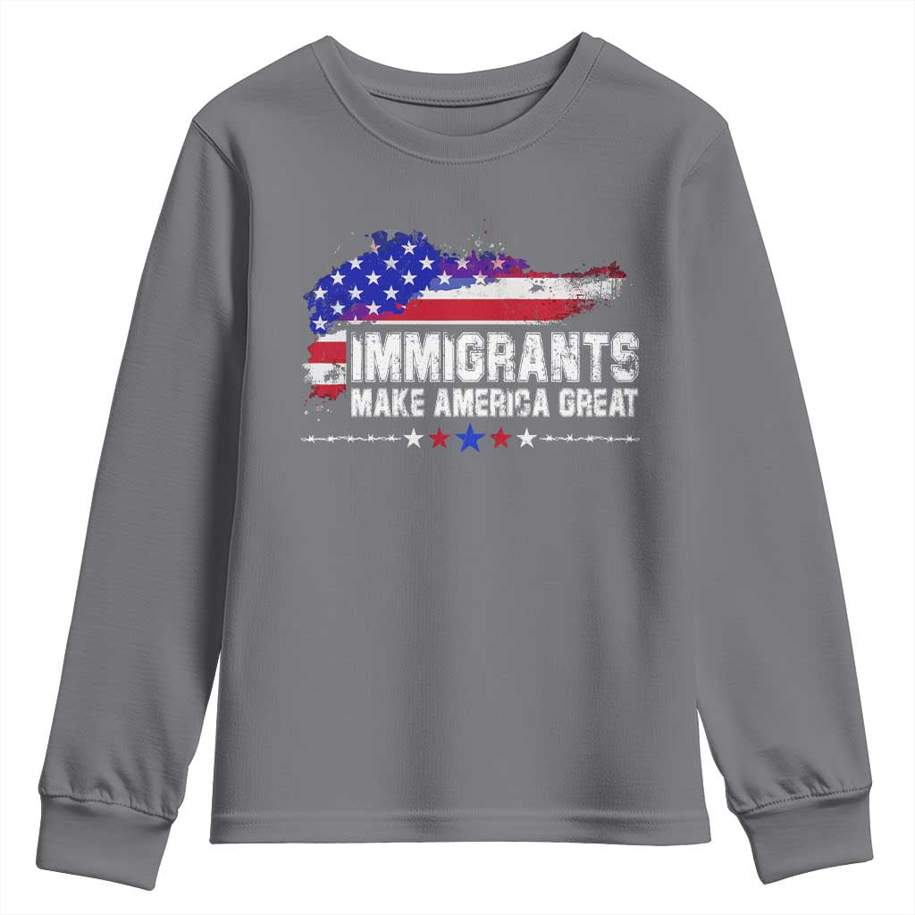 Immigrants Make America Great Youth Sweatshirt American Flag Pro Immigration - African Pride