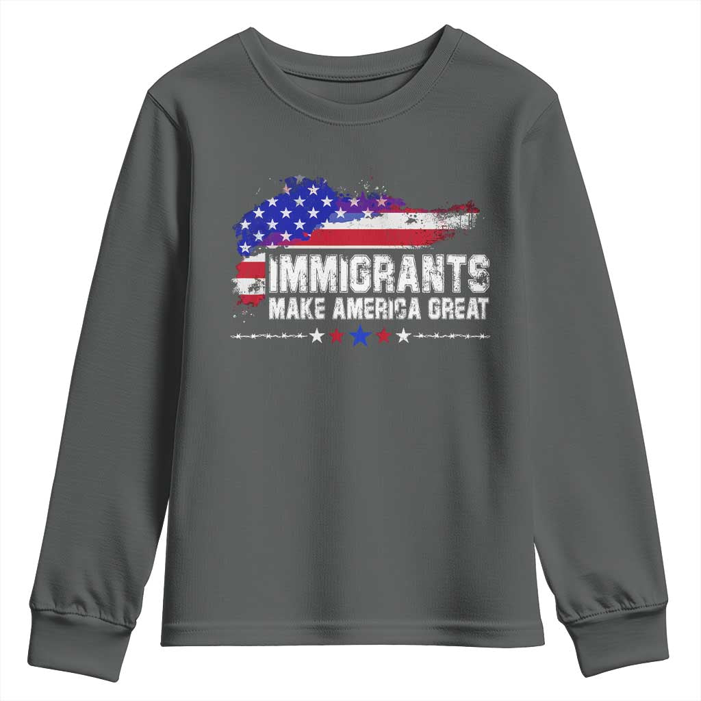 Immigrants Make America Great Youth Sweatshirt American Flag Pro Immigration - African Pride