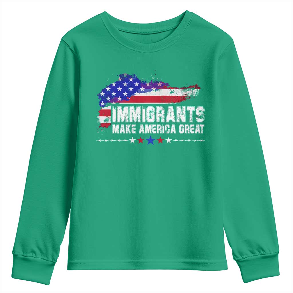 Immigrants Make America Great Youth Sweatshirt American Flag Pro Immigration - African Pride