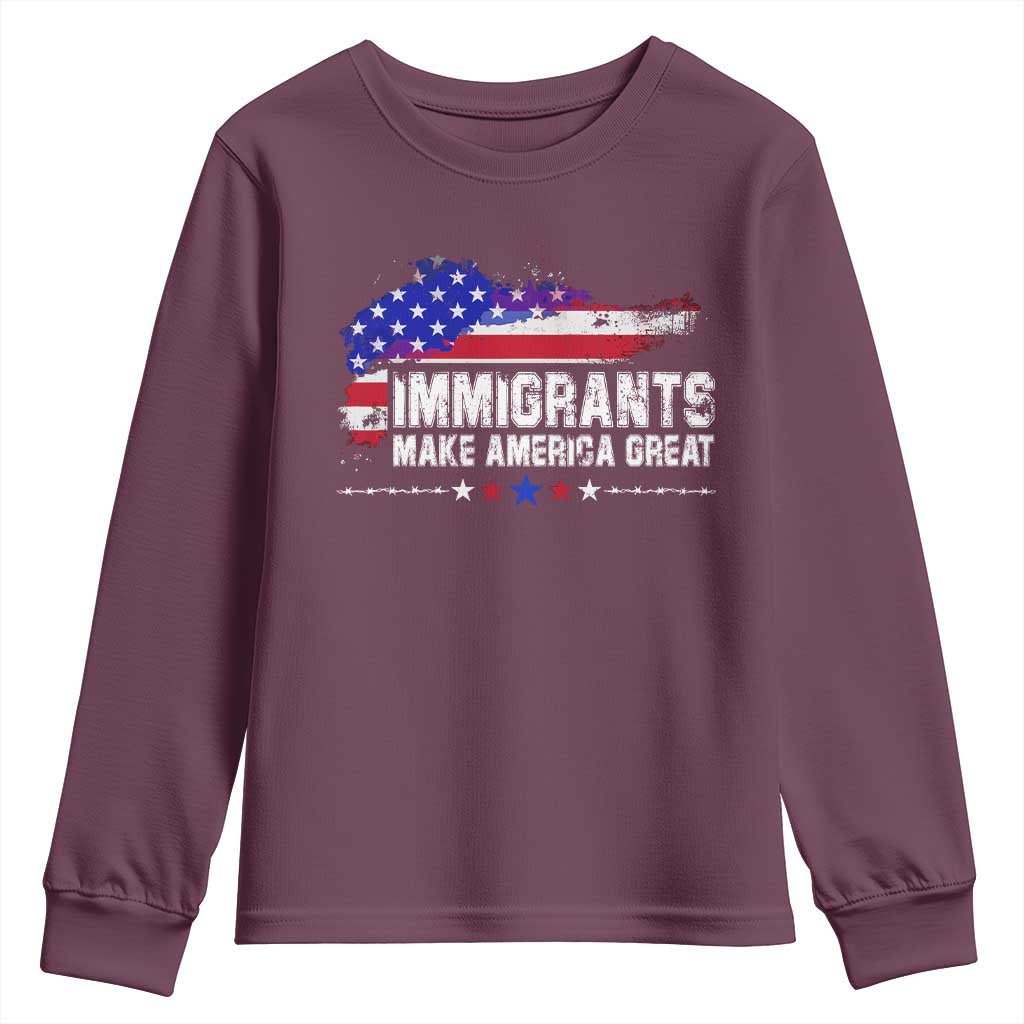 Immigrants Make America Great Youth Sweatshirt American Flag Pro Immigration - African Pride