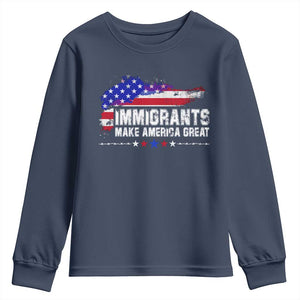 Immigrants Make America Great Youth Sweatshirt American Flag Pro Immigration - African Pride