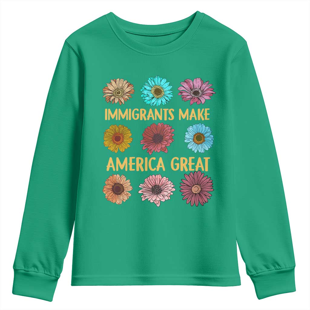 Immigrants Make America Great Youth Sweatshirt Political Progressive Pro Immigration Wildflower Gift - African Pride