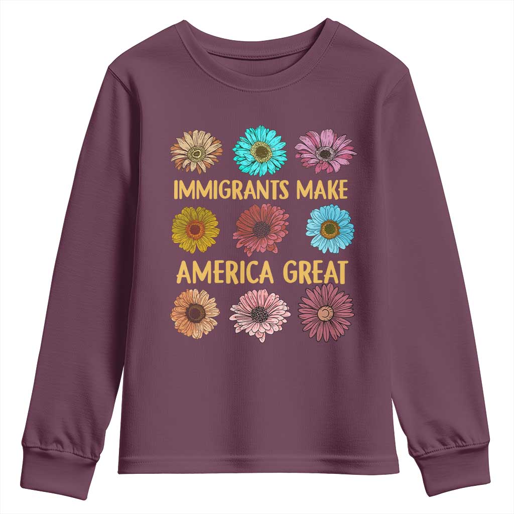 Immigrants Make America Great Youth Sweatshirt Political Progressive Pro Immigration Wildflower Gift - African Pride
