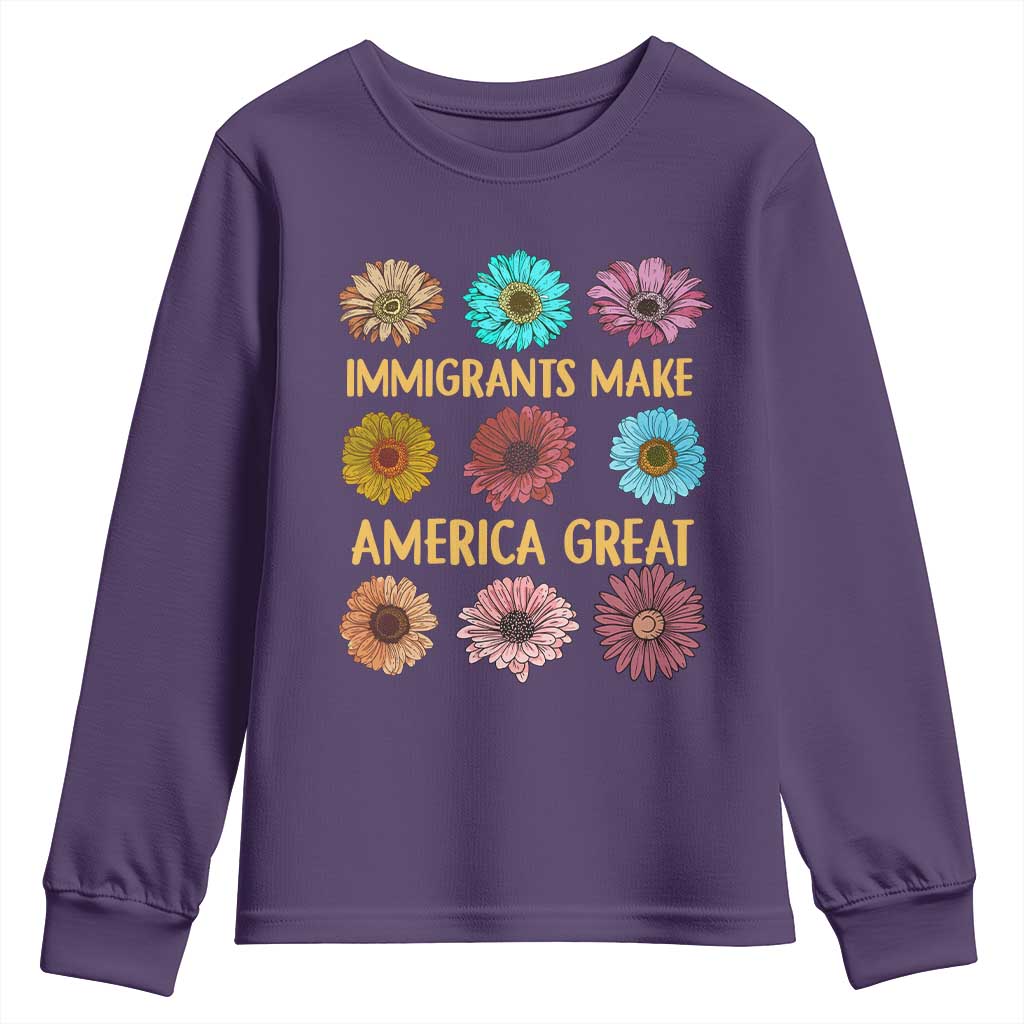 Immigrants Make America Great Youth Sweatshirt Political Progressive Pro Immigration Wildflower Gift - African Pride