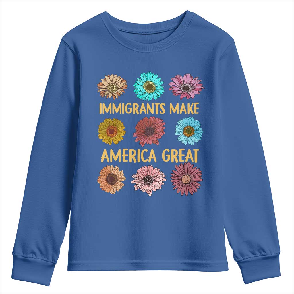 Immigrants Make America Great Youth Sweatshirt Political Progressive Pro Immigration Wildflower Gift - African Pride