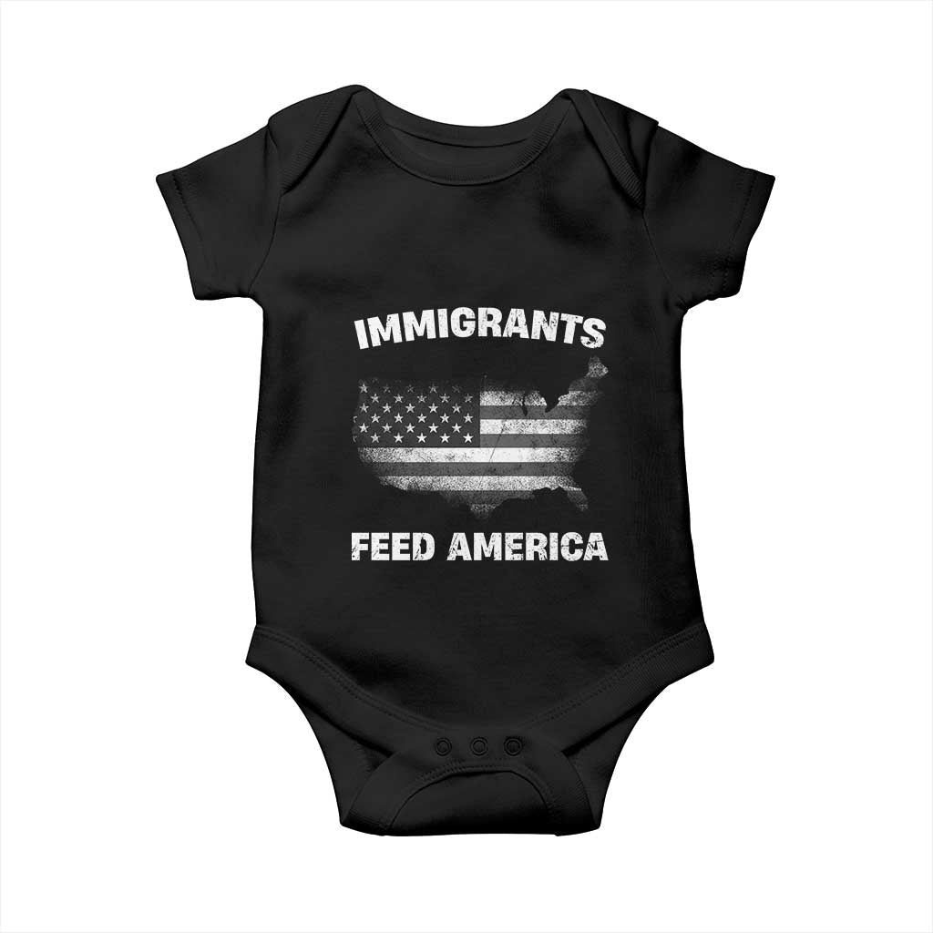 Immigrants Feed America Baby Onesie Grunge US Flag - African Pride
