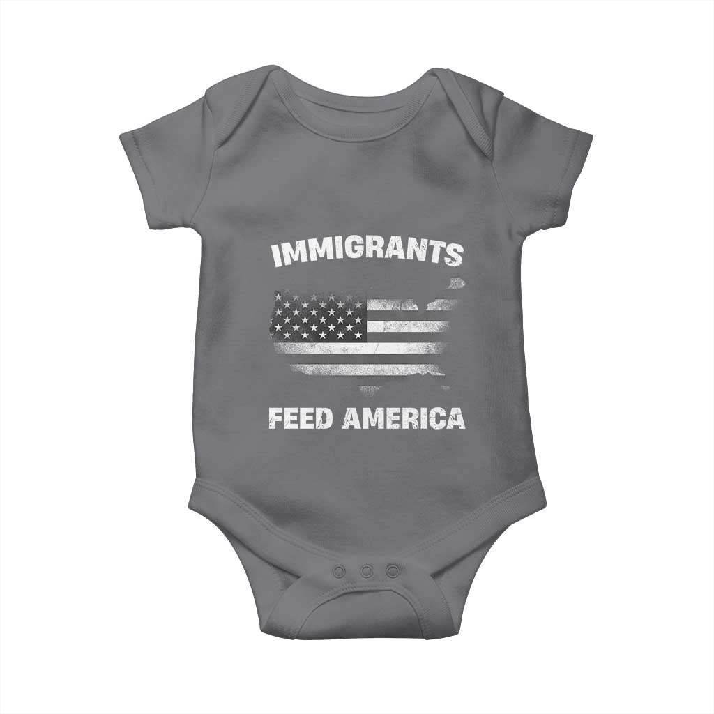 Immigrants Feed America Baby Onesie Grunge US Flag - African Pride