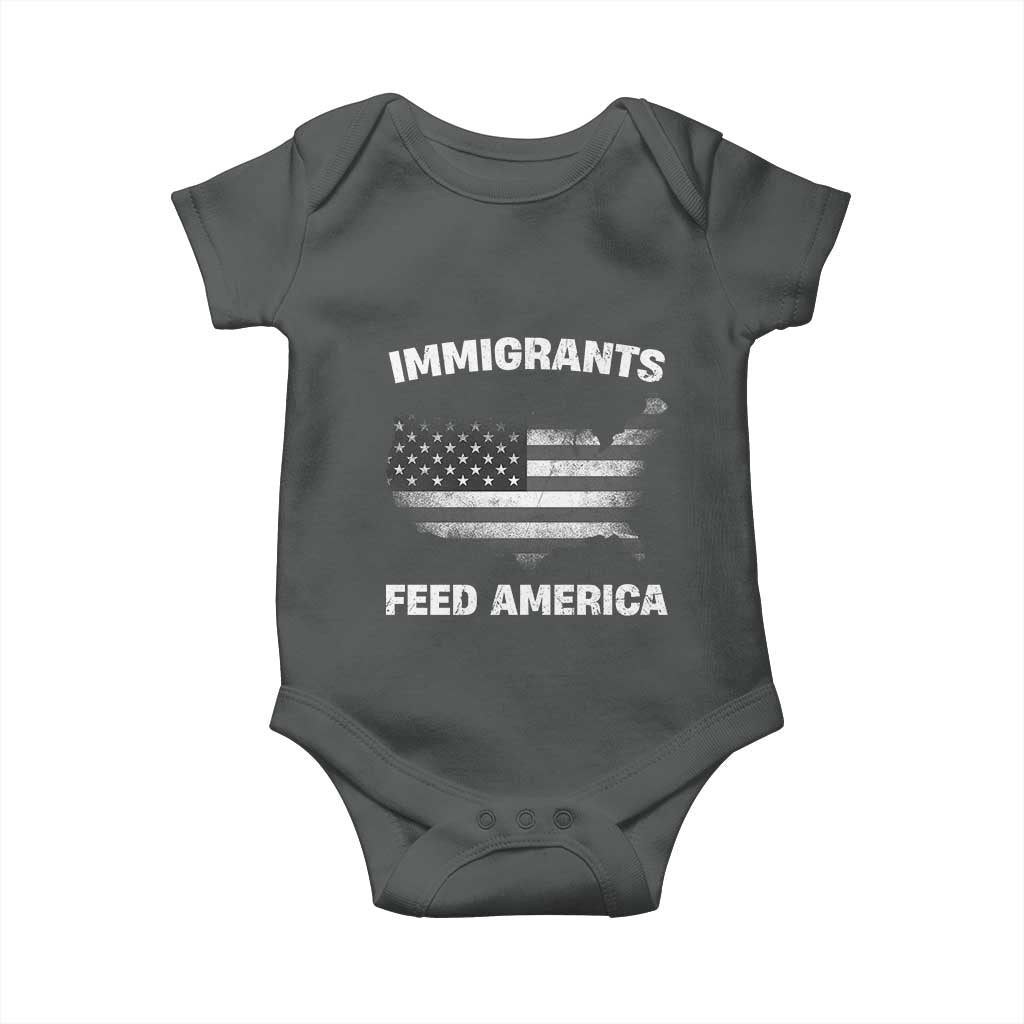 Immigrants Feed America Baby Onesie Grunge US Flag - African Pride