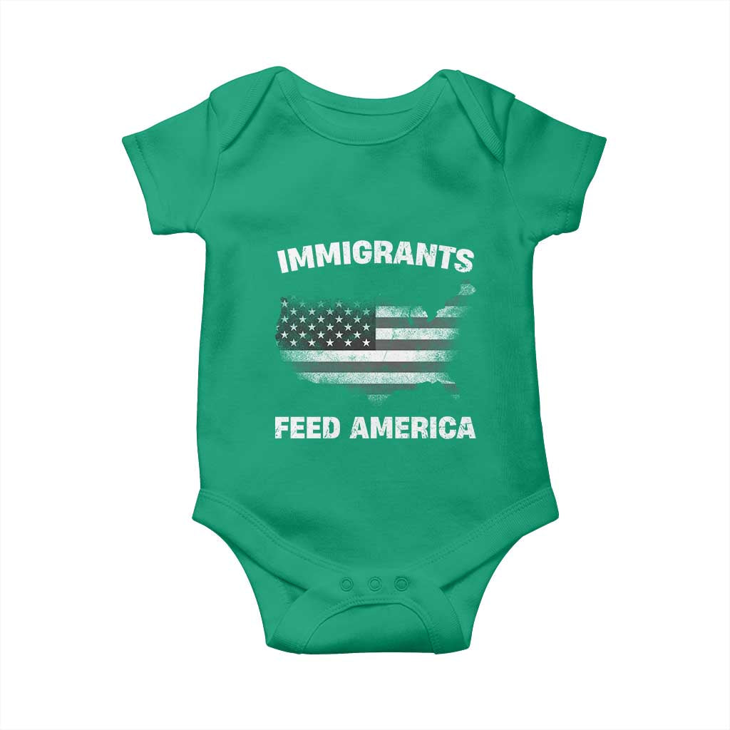 Immigrants Feed America Baby Onesie Grunge US Flag - African Pride