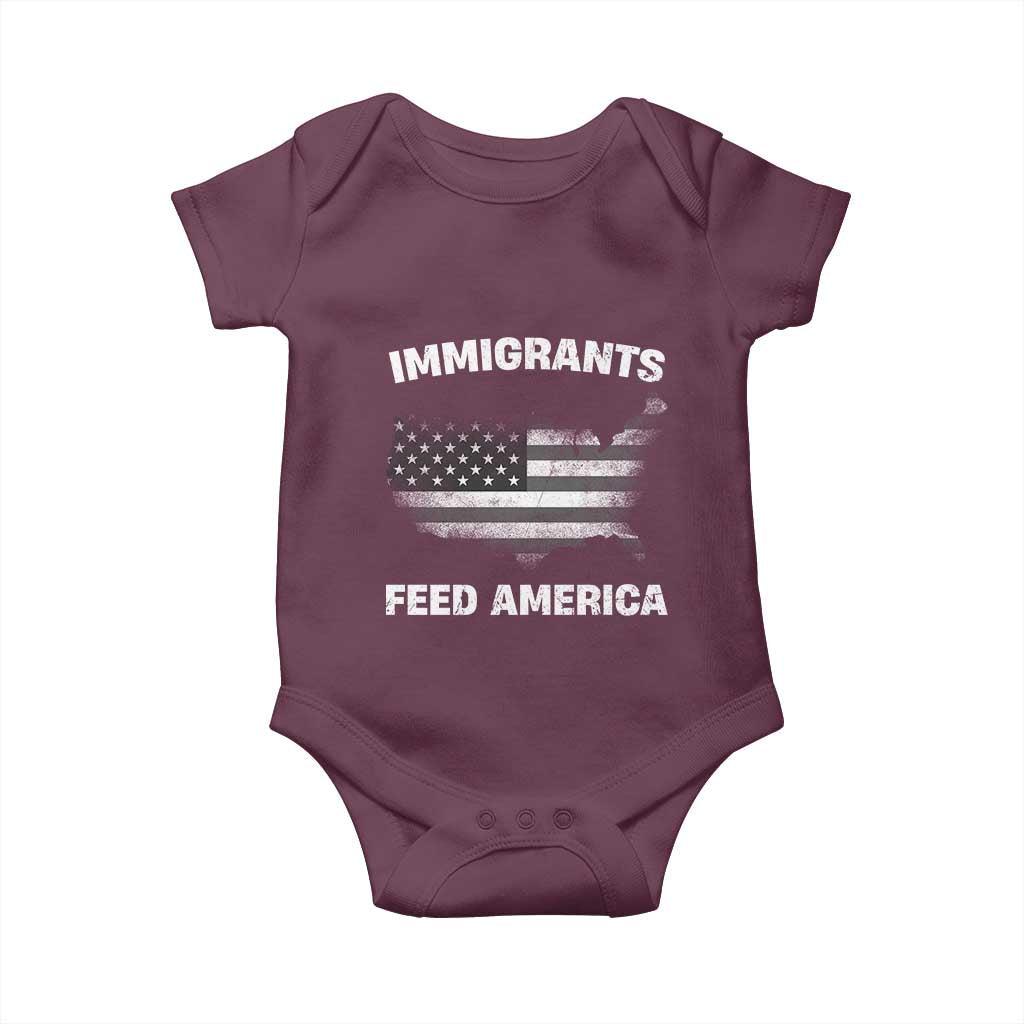 Immigrants Feed America Baby Onesie Grunge US Flag - African Pride