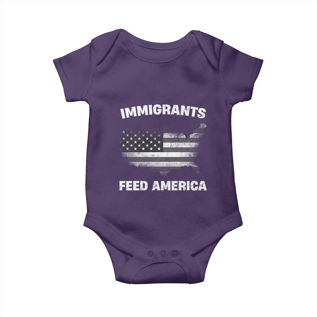 Immigrants Feed America Baby Onesie Grunge US Flag - African Pride