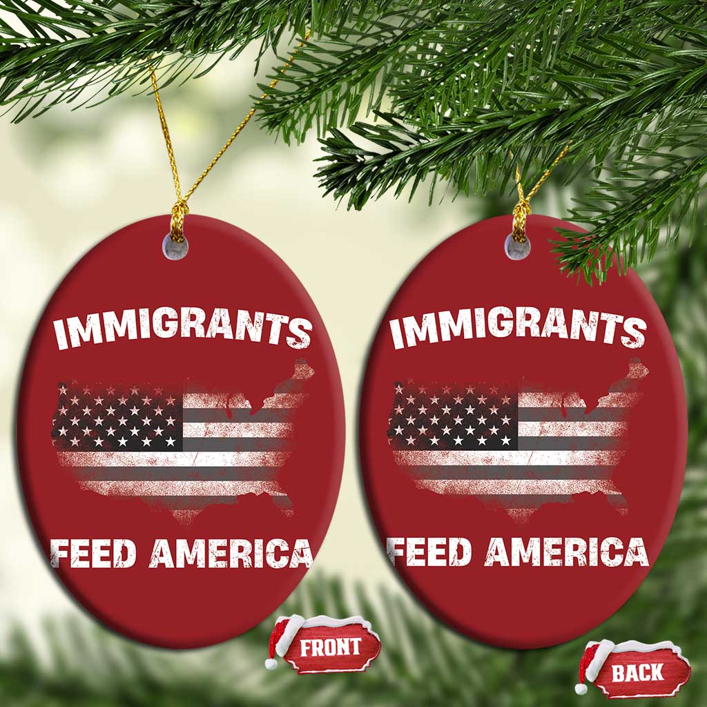 Immigrants Feed America Christmas Ornament Grunge US Flag - African Pride
