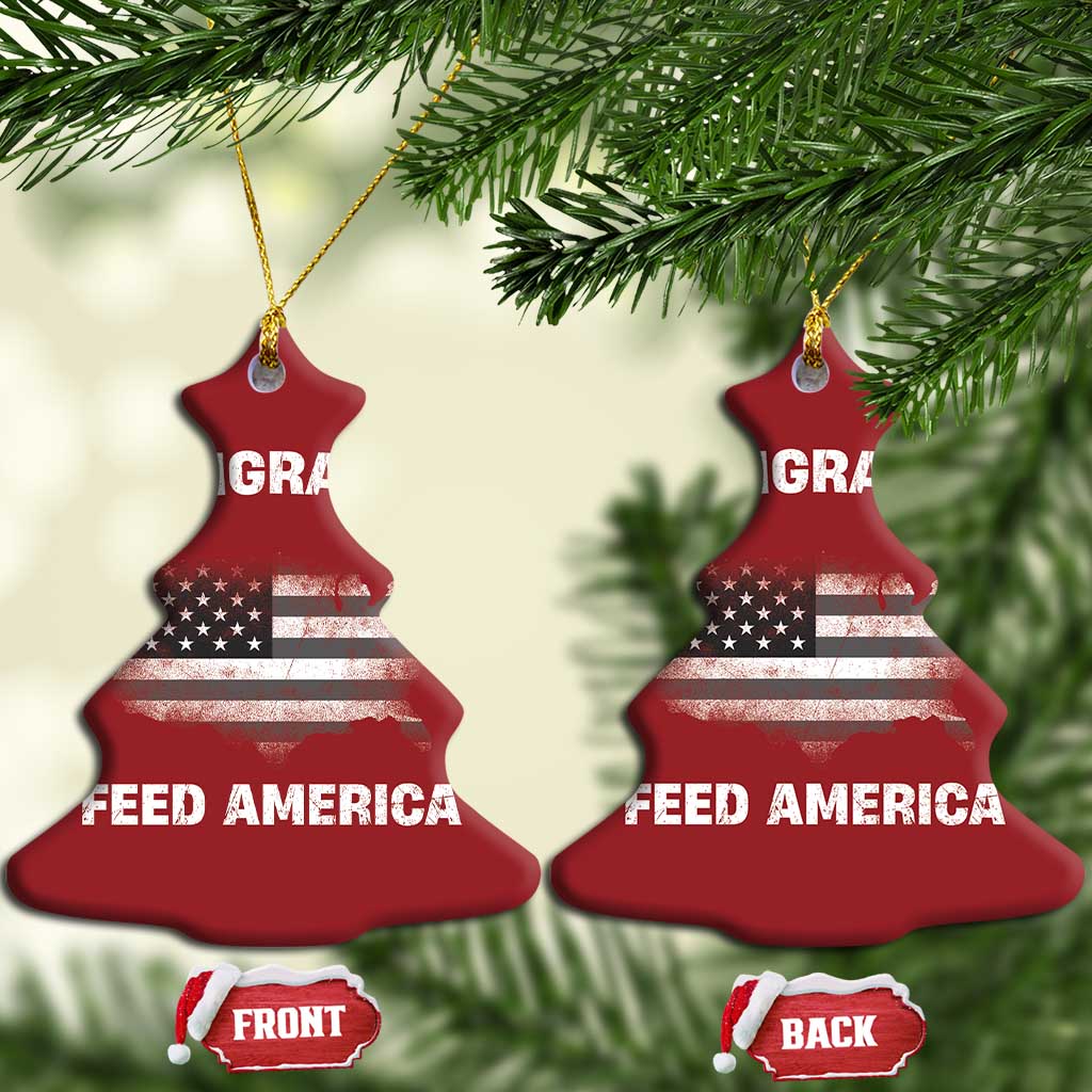 Immigrants Feed America Christmas Ornament Grunge US Flag - African Pride