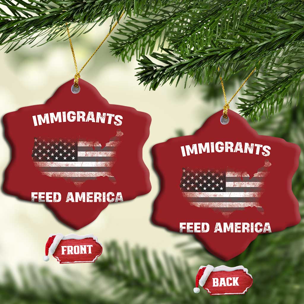 Immigrants Feed America Christmas Ornament Grunge US Flag - African Pride