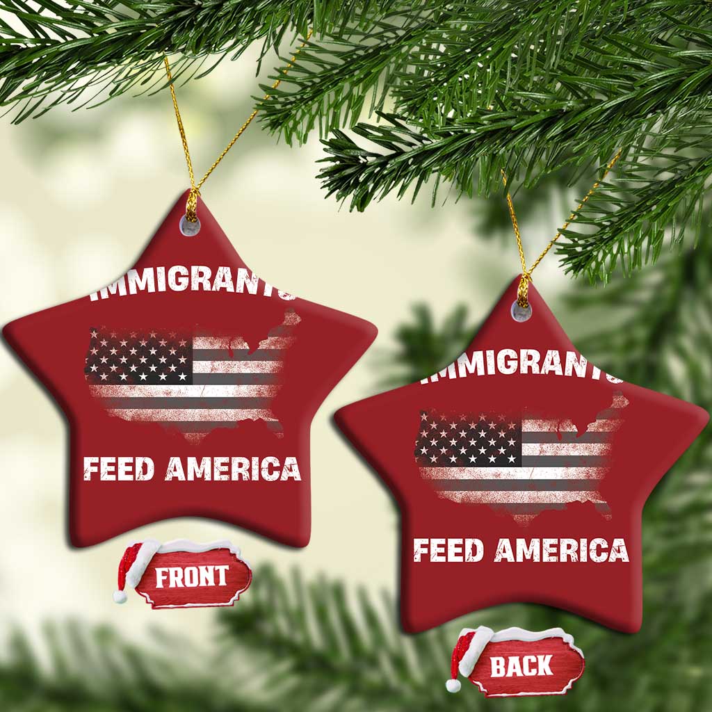 Immigrants Feed America Christmas Ornament Grunge US Flag - African Pride