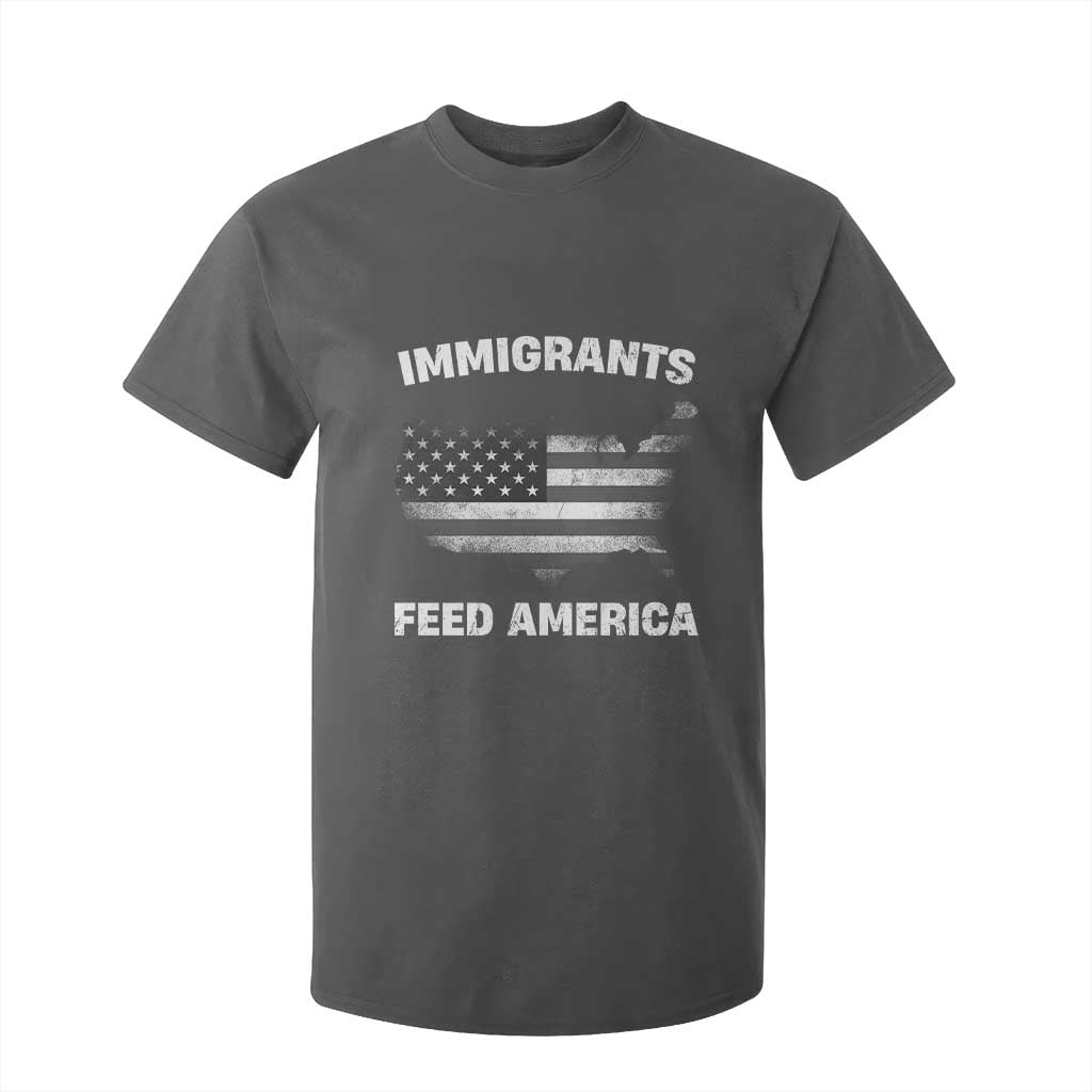Immigrants Feed America T Shirt For Kid Grunge US Flag - African Pride