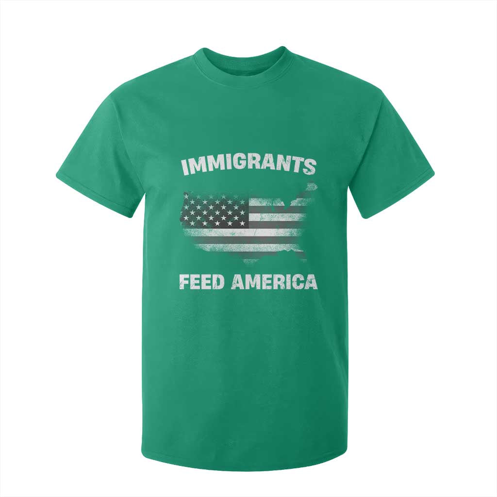 Immigrants Feed America T Shirt For Kid Grunge US Flag - African Pride