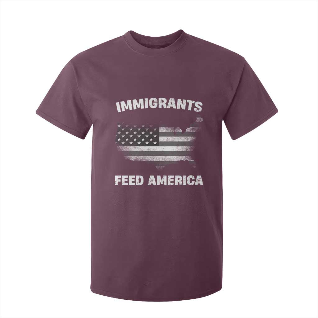 Immigrants Feed America T Shirt For Kid Grunge US Flag - African Pride