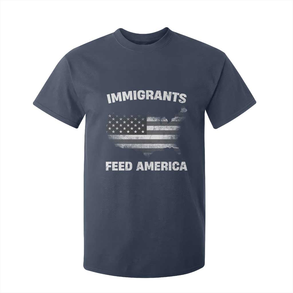Immigrants Feed America T Shirt For Kid Grunge US Flag - African Pride