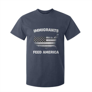 Immigrants Feed America T Shirt For Kid Grunge US Flag - African Pride