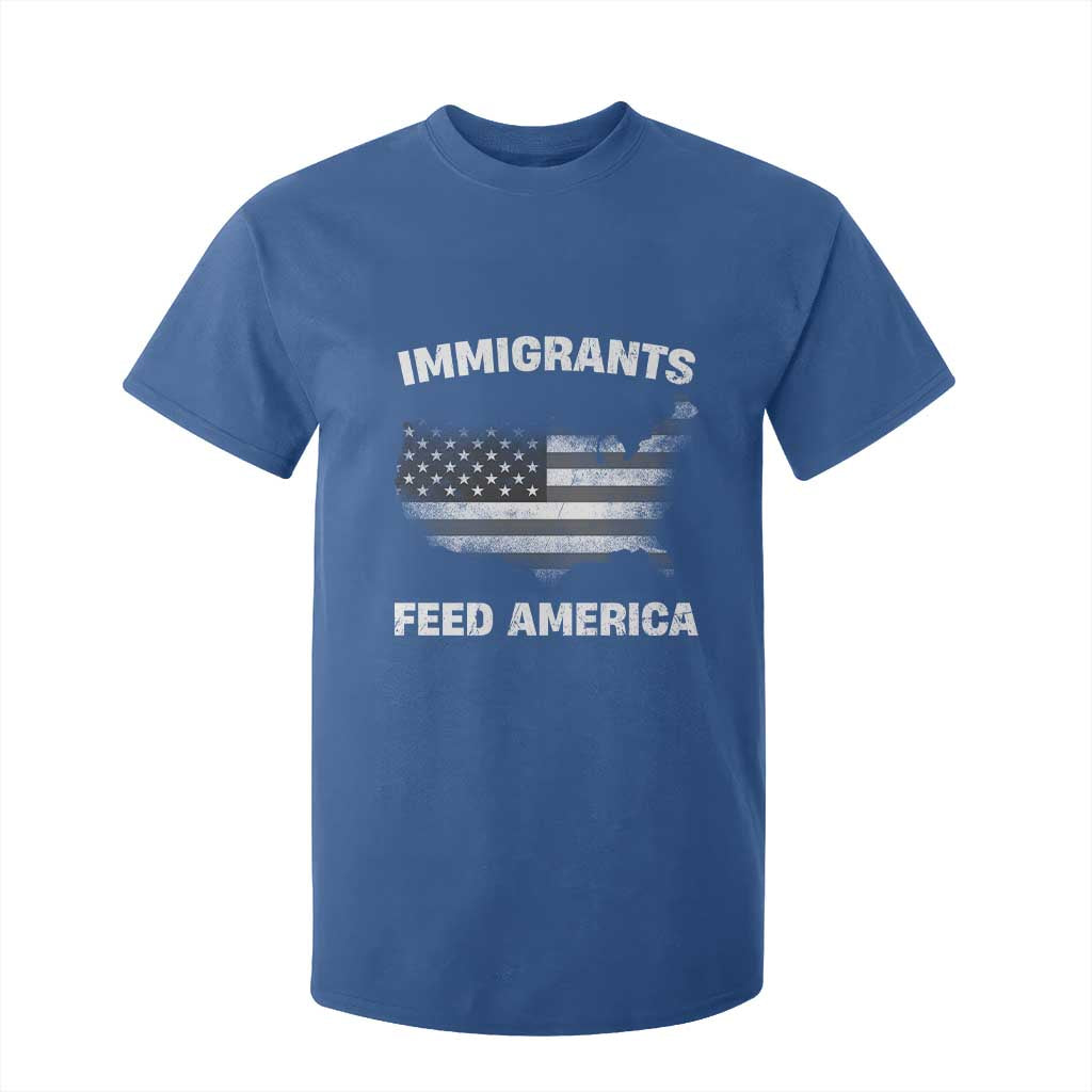 Immigrants Feed America T Shirt For Kid Grunge US Flag - African Pride