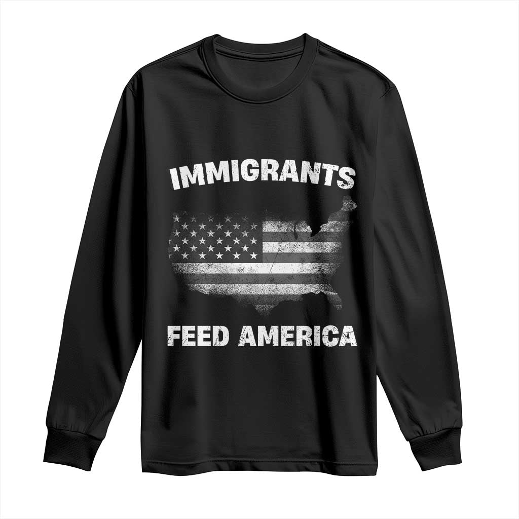 Immigrants Feed America Long Sleeve Shirt Grunge US Flag - African Pride