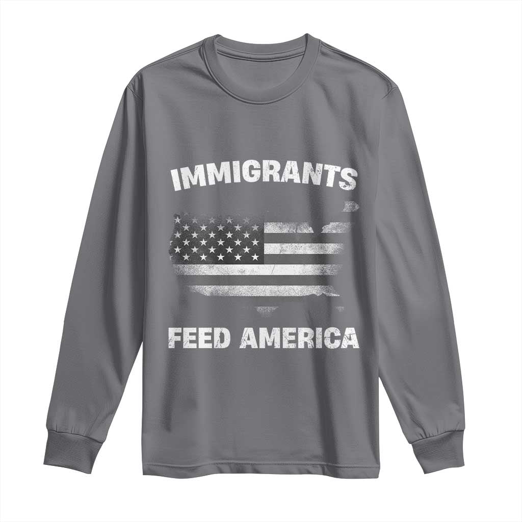 Immigrants Feed America Long Sleeve Shirt Grunge US Flag - African Pride